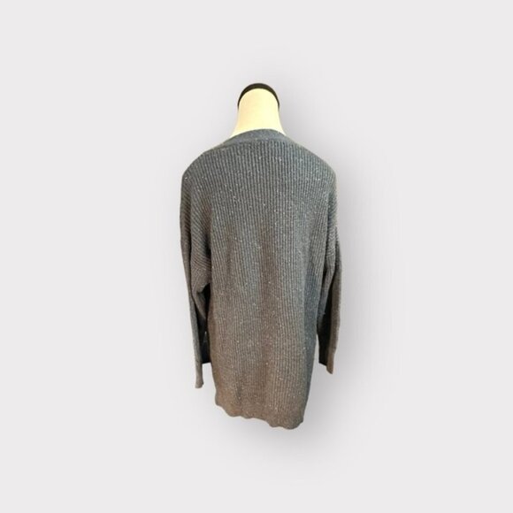 Womens Ann Taylor Loft L Blue Grey Half Turtleneck Shoulder Button Sweater Large - Picture 7 of 9